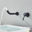 GobekUsa Gold Brass Bathroom Faucet with Modern Lever Handle, Wall Mount Sink Tap