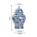 GobekUsa Blue White Porcelain General Jar: Ceramic Tea Caddy Candy Pot Storage Container