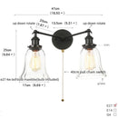 GobekUsa Black LED Wall Sconce 2-Head Lamp for Bedroom Bathroom Mirror