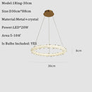 GobekUsa K9 Crystal Round Chandelier: Modern LED Pendant Lamp for Home, Living Room, Bedroom, Lobby