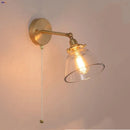 GobekUsa Clear Glass LED Wall Lights Pull Chain Switch Modern Bedside Lamp