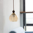 GobekUsa Amber Glass LED Pendant Light - Modern Nordic Design with Iron Base