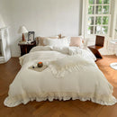 GobekUsa French Lace Ruffles Bedding Set - Soft and Skin-friendly Duvet Cover Set