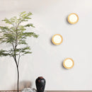 GobekUsa LED Wall Light: Nordic Modern Design with White Glass & Yellow Travertine Wood