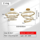 GobekUsa Golden Crystal Chandelier: Nordic Modern Luxury LED Hanging Halo for Living Room