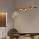 GobekUsa Leaf Pendant Light: Modern Wood Hanging Lamp for Kitchen Dining Office Decor