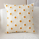 GobekUsa Embroidered Flora Cotton Canvas Pillow Cover 30x50cm Yellow Zigzag Sham