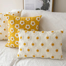 GobekUsa Daisy Floral Embroidery Pillow Cover 45x45cm/30x50cm White Blooms Cozy Soft Décor
