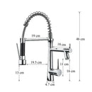 GobekUsa Dual Nozzle Gourmet Kitchen Faucet | Pull-Down, 360° Rotation, Chrome Mixer