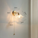 GobekUsa Glass Shade LED Wall Light with Pull Chain Switch - Plug-In Bedroom Lamp