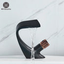 GobekUsa Black Brass Basin Faucet - Cold & Hot Waterfall Sink Tap