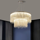 GobekUsa LED Aluminum Tassel Chandelier: Modern Waterfall Pendant Light for Living Room, Hotel, Hall