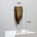GobekUsa Brown Glazed Glass Vase Hammer Cut Decorative Handicraft Flower Arrangement Ornaments