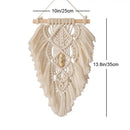 GobekUsa Handmade Macrame Leaf Hanging Tapestry Wall Decoration Mini Tapestry with Wood Stick