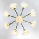 GobekUsa Green Flower Ceiling Chandelier: Elegant Iron Art Pendant Lamp for Living Room, Bedroom, Villa