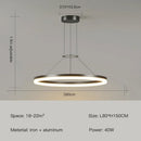 GobekUsa Black Ring LED Pendant Chandelier for Living Room, Bedroom, Kitchen - Modern Minimalist Lighting