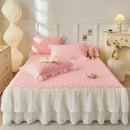 GobekUsa Lace Ruffles Cooling Bed Skirt Set with Pillowcases