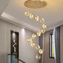 GobekUsa Crystal Chandelier Stair Pendant Lamp Living Room Pendant Lights Interior Lighting
