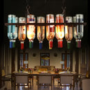 GobekUsa Industrial Metal Wine Bottle Chandelier for Coffee Shop Bar LED Decor