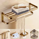GobekUsa Antique Bronze Bathroom Accessory Set: Shelf, Towel Rack, Holder, Brush, Hanger, Hook