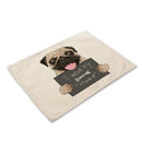 GobekUsa Cute Dog Linen Dining Mats Coasters 42*32cm Home Decor