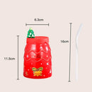 GobekUsa Christmas Tree Ceramic Mug with Lid Straw for XMAS Gift