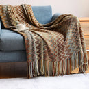 GobekUsa Bohemian Stripe Throw Blanket with Tassels - Cozy Sofa or Bedspread Bushawl