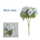 GobekUsa Blue Peony Tea Rose Silk Fake Flowers for DIY Home Garden Wedding Decor