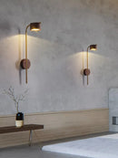GobekUsa Black Walnut Wood LED Wall Lamp: Luxury Nordic Bedroom Reading Light