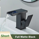 GobekUsa LED Black Waterfall Basin Faucet: Deck Mounted Hydroelectric Mixer Tap
