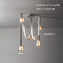 GobekUsa Black Leather Marble Chandeliers | Adjustable Dining Room Lamps | Easy Installation Home Decor