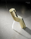 GobekUsa Gold Basin Faucet: Single Handle Push-Button Mixer Tap for Bathroom, Brass Material