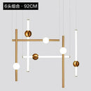GobekUsa Geometric Line Frame Chandelier Pendant Lights for Stairs and Table Decor