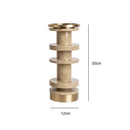 GobekUsa Beige Brown Travertine Marble Candle Holder with Metal Base