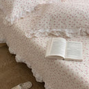 GobekUsa Korean Princess Floral Lace Ruffles Bedspread Set with 100% Cotton Quilting