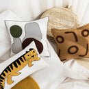 GobekUsa Cartoon Tiger Embroidered Cotton Pillow Cover for Bedroom