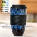 GobekUsa Ceramic Kiln Mug with Lid - Portable Couple Pottery Coffee Tea Cup