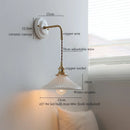 GobekUsa Copper Ceramic LED Wall Light with Pull Chain Switch for Living Room Decor.
