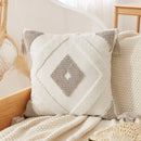 GobekUsa Boho Beige White Embroidered Pillow Cases Set