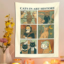 GobekUsa Cat Art Tapestry Wall Hanging Tarot Psychedelic Hippie Home Decor