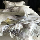 GobekUsa Flowers Pattern Brushed Bedding Set: Duvet Cover, Bed Sheet, Fitted Sheet, Pillowcase 4Pcs
