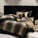 GobekUsa Black Lace Leopard Print 1000TC Egyptian Cotton Bedding Set 4Pcs