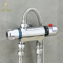 GobekUsa Dual Handle Thermostatic Shower Faucet Mixer Valve, Wall Mounted Chrome