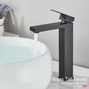 GobekUsa Black Brass Square Basin Faucet: Bathroom Washbasin Mixer Tap, Single Handle Tall Model.