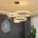 GobekUsa Golden Crystal Chandelier: Nordic Modern Luxury LED Hanging Halo for Living Room