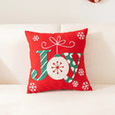 GobekUsa Christmas Cartoon Letter Embroidered Pillow Cover Festive Sofa Cushion
