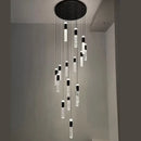 GobekUsa Cylindrical Crystal Chandelier: Modern Villa Living Room Lamp for Stylish Interiors.