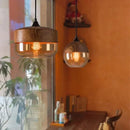 GobekUsa Glass Wood Chandelier LED Pendant Light Fixture for Living Dining Bedroom