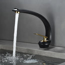 GobekUsa Gold Black Bathroom Faucet Brass Sink Mixer Tap Single Handle Hot Cold Brush Gold