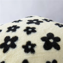 GobekUsa Black/White Flower Cow Pattern Plush Cushion Cover 50x50 - Double Sided Print